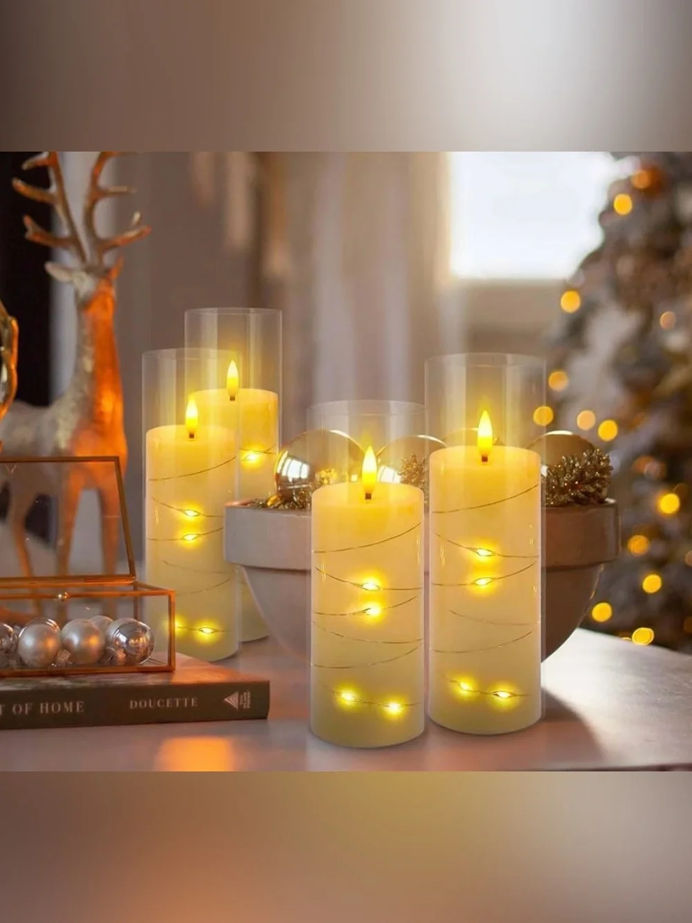 LED Flameless Pillar Candle Set with Remote - Ivory (5 Pack)